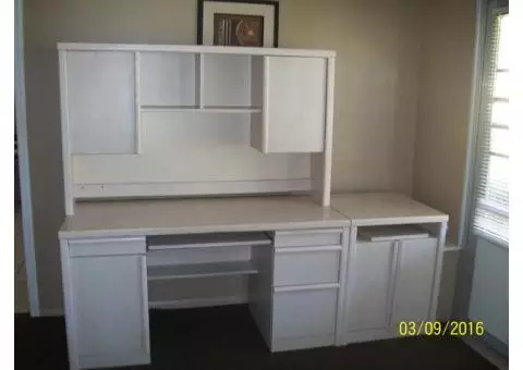 NICE Computer Desk, Corner Cabinet and Matching 2 Door Storage Cabinet
